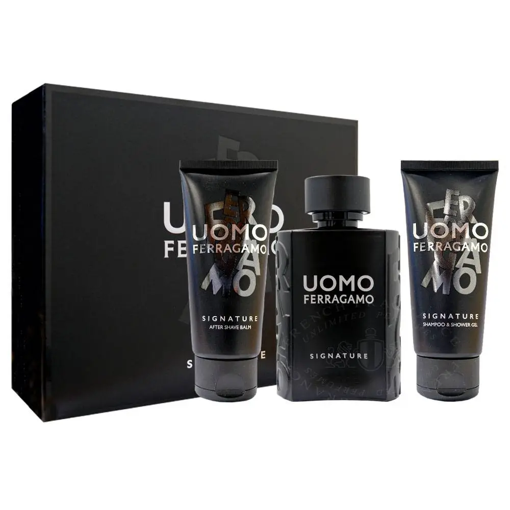 Salvatore Ferragamo Uomo Signature For Men Eau de Parfum 100ml + Shampoo & Shower Gel 100ml + After Shave Balm 100ml